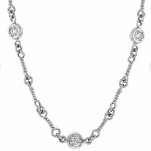 Roberto Coin 18K White Gold Dog Bone Chain Necklace With Diamond Stations